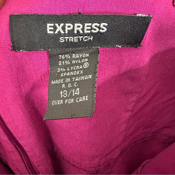 Vintage Express Stretch Strapless Fuchsia Sheath Mini Cocktail Dress Sz 13/14 - Picture 3 of 9